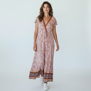 BeBOP Prairie Floral Cottagecore Pink Maxi Dress Size Small NWT